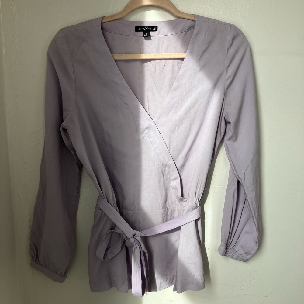 J Crew Lavender Mercantile Wrap Blouse